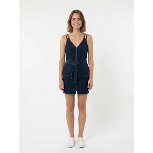 Venus Dress Women's Blue Denim Sleeveless Belted Pocketed Mini Size 14